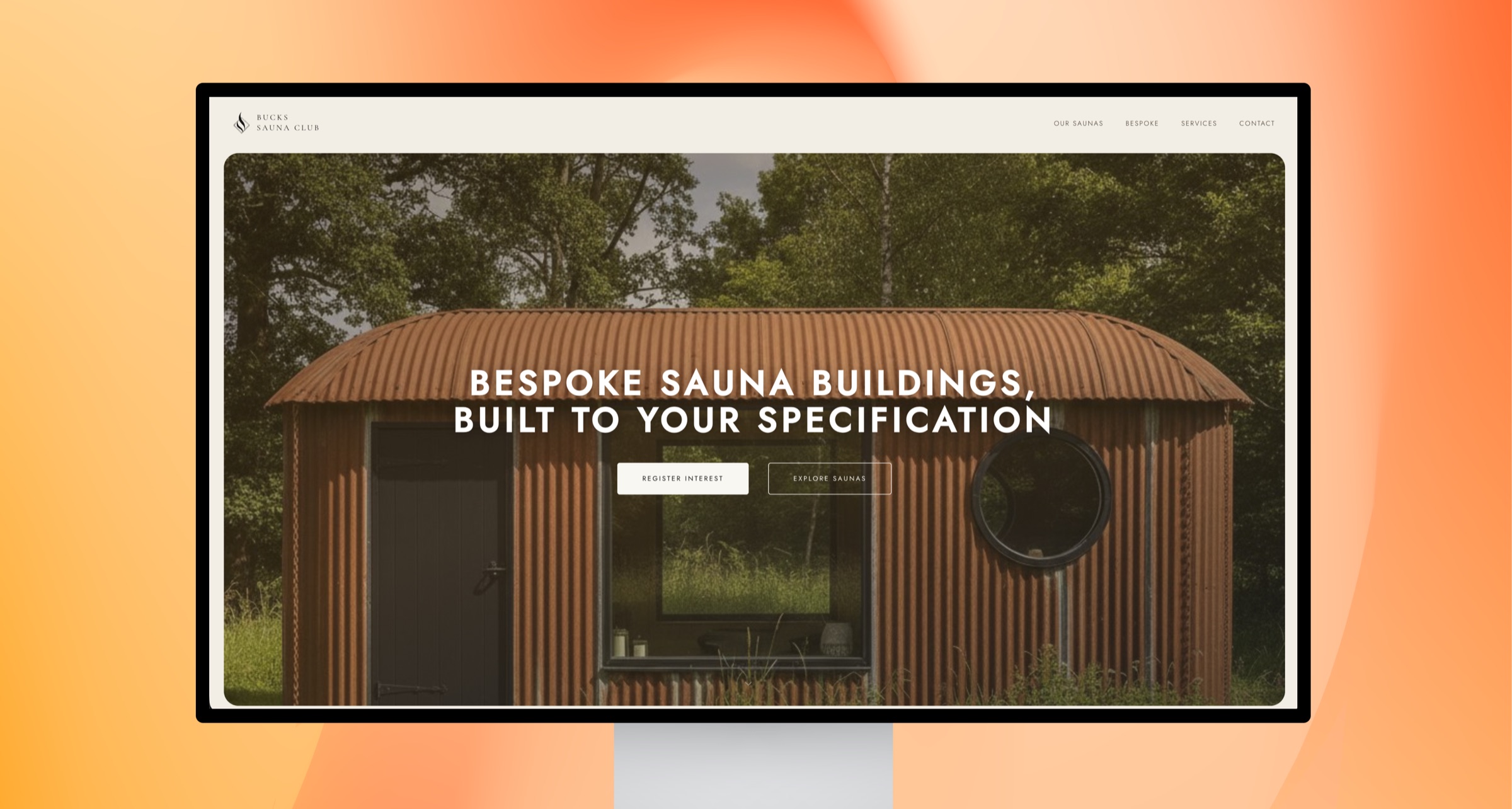 Bucks Sauna Club website on a monitor