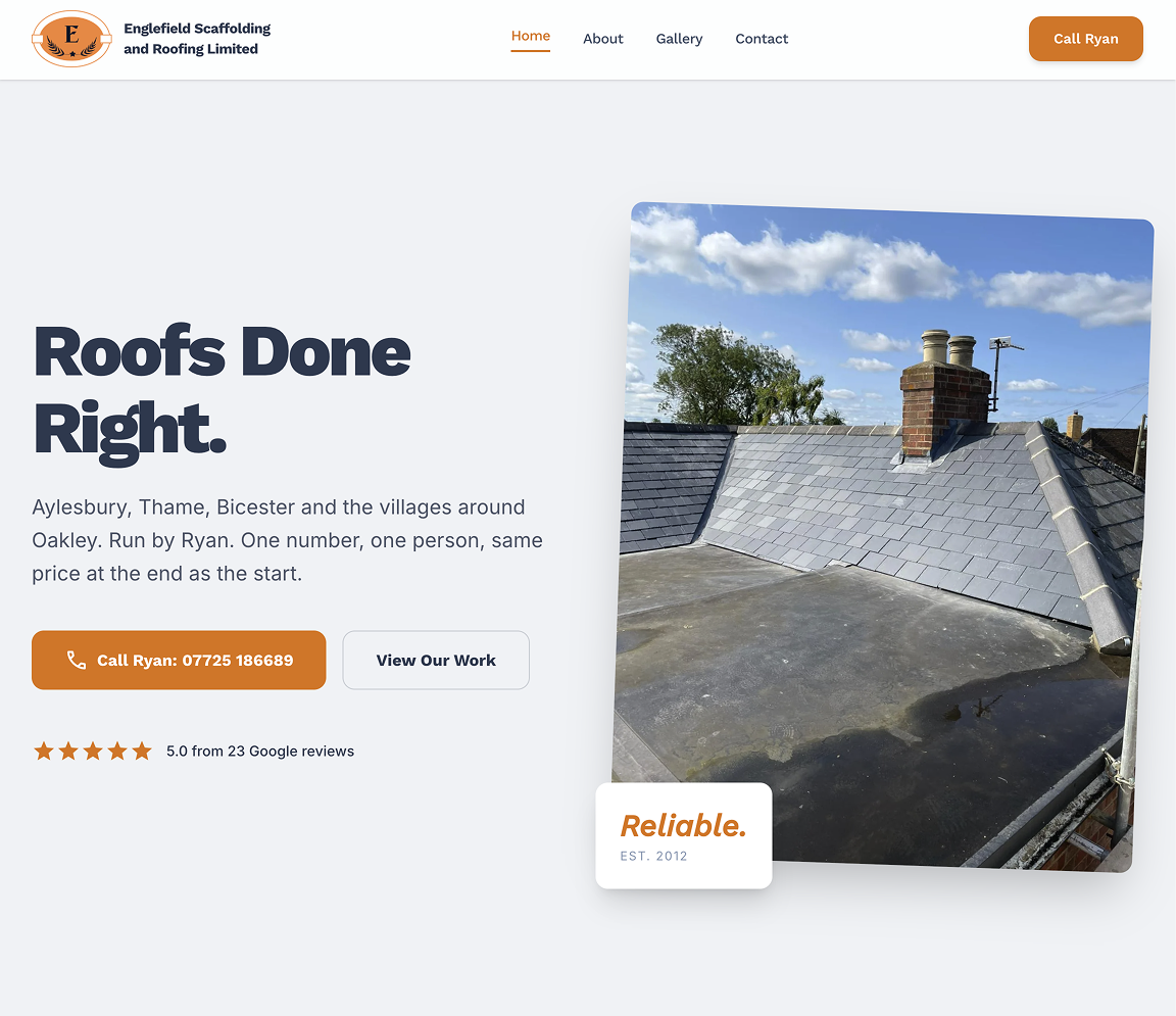 Englefield Scaffolding website homepage